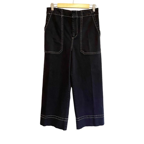 Anthropologie Pants - Anthropologie Women’s Lily Navy Blue High Rise Wide Leg Cropped Pants Size 29